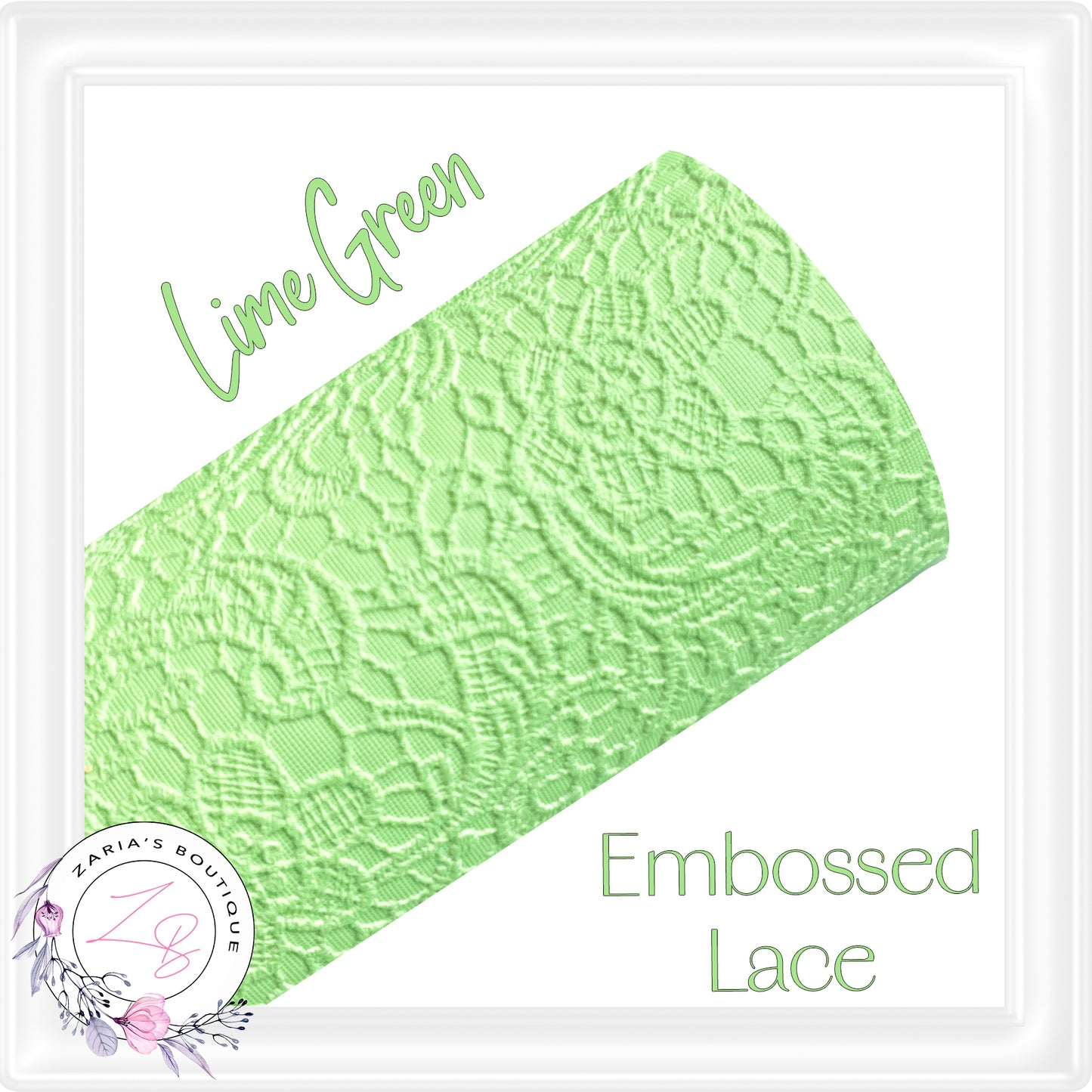 ⋅ Embossed Floral Buttersoft Lace ⋅ Vegan Faux Leather ⋅ Lime Green ⋅