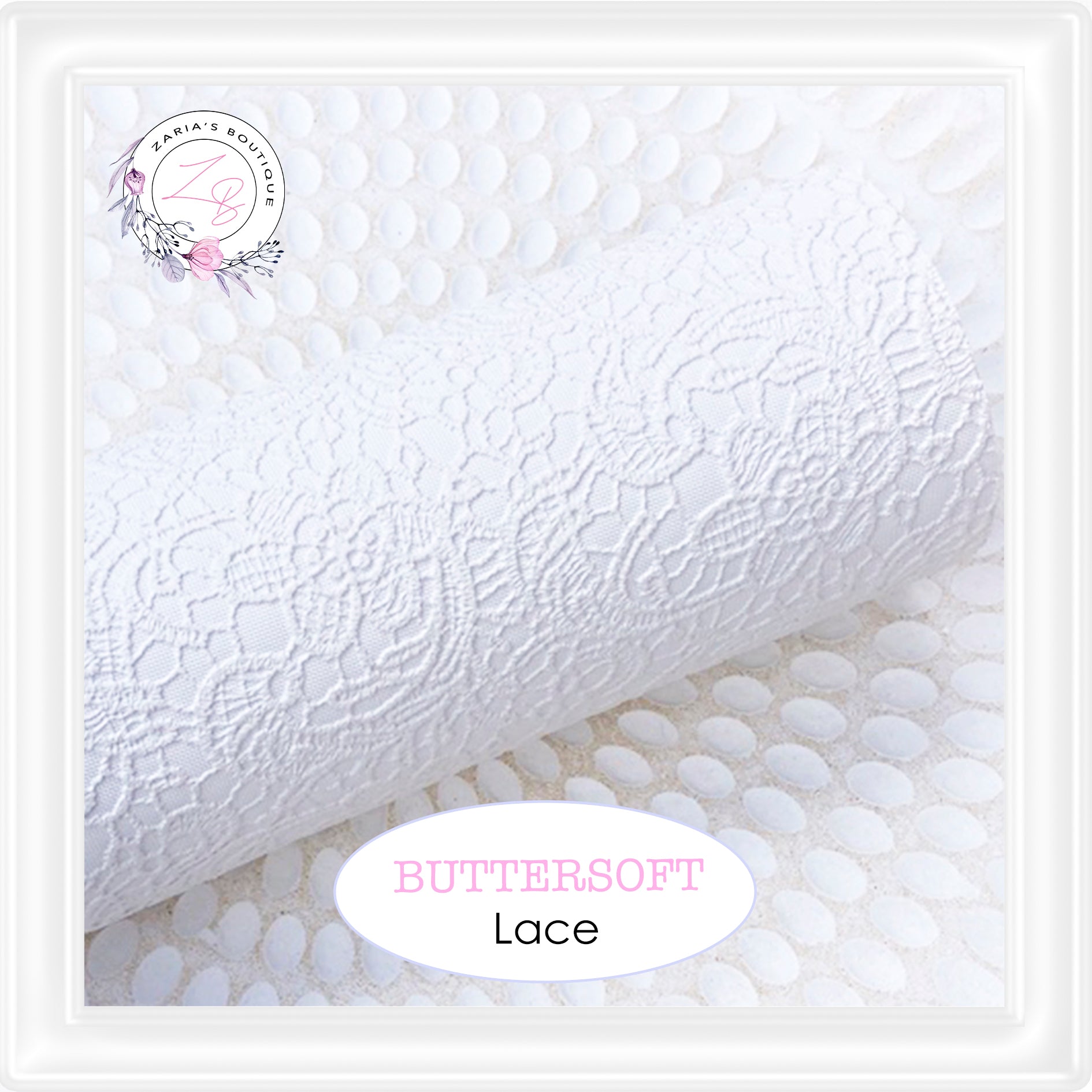 ⋅ Embossed Floral Butter Soft Lace ⋅ Vegan Faux Leather ⋅ White ⋅ ...