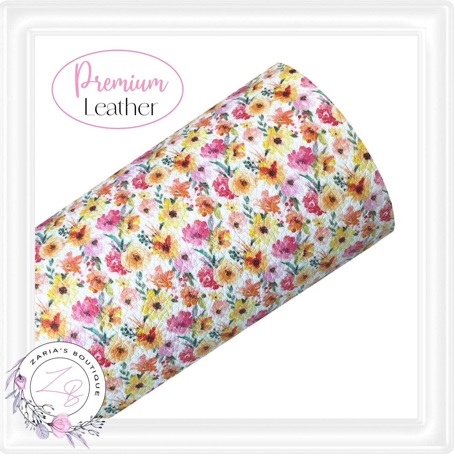 ⋅ Belle Floral ⋅ Orange Yellow Pink Roses ⋅ Premium Faux Leather ⋅