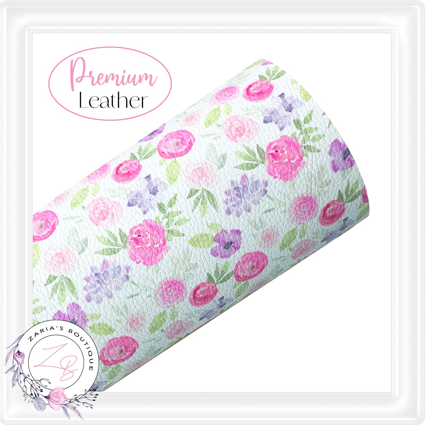 ⋅ Amelia Floral ⋅ Pink Purple Roses ⋅ Premium Faux Leather ⋅ Larger Print