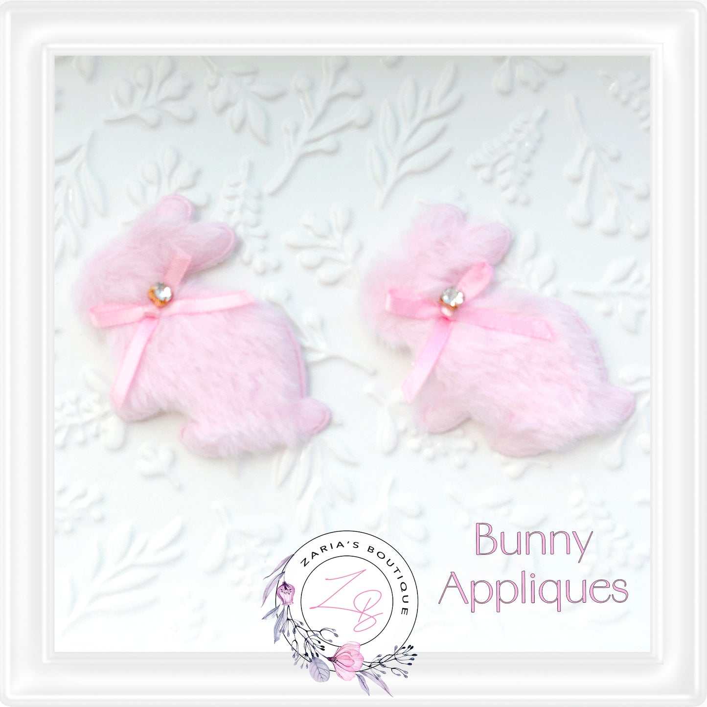 • Furry Bunny Appliques • Pink • Per Pair •