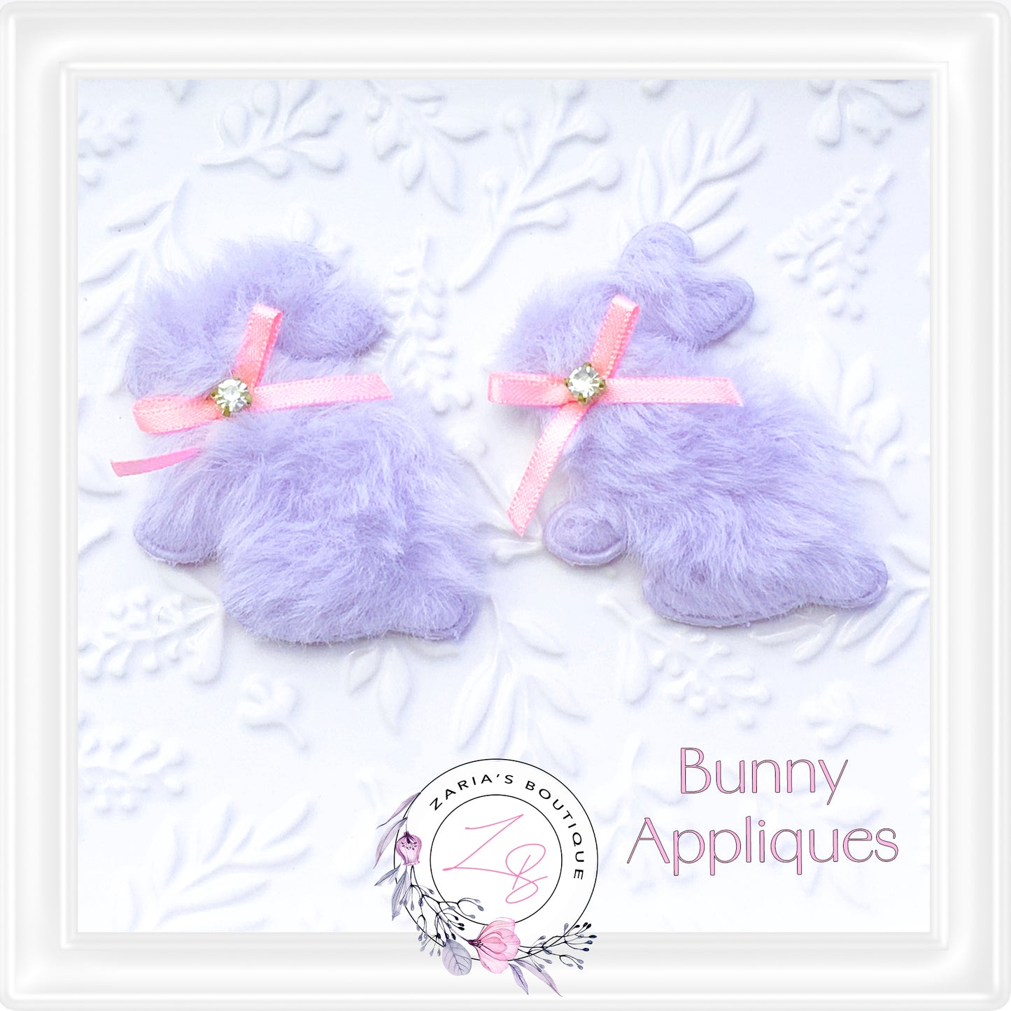 • Furry Bunny Appliques • Lavender • Per Pair •