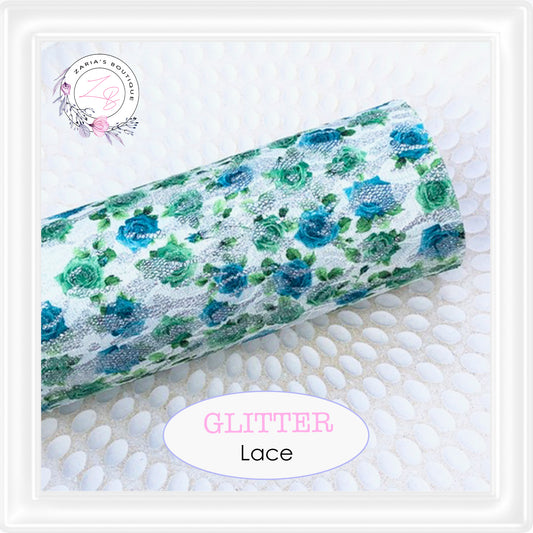 â‹… Teal Roses â‹… Glitter Lace Faux Leather â‹…