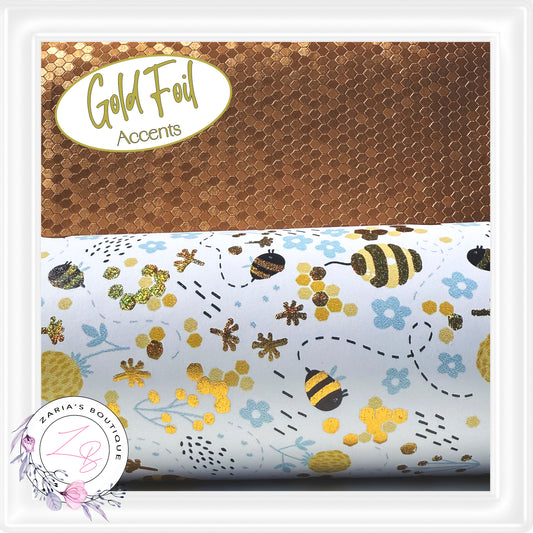 • Busy Bees • Gold Foil Overlay Faux Leather •