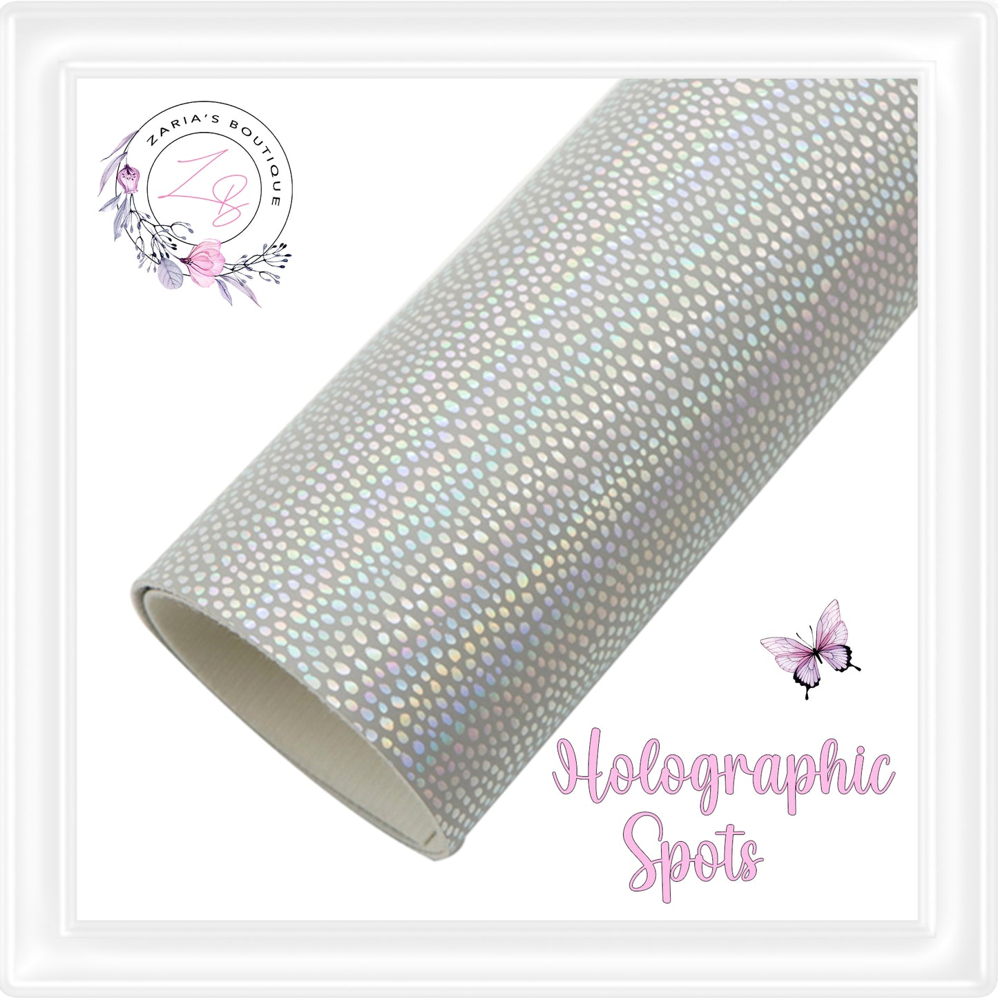 ⋅ Holographic Confetti Dots ⋅ Vegan Faux Leather ⋅ Grey ⋅
