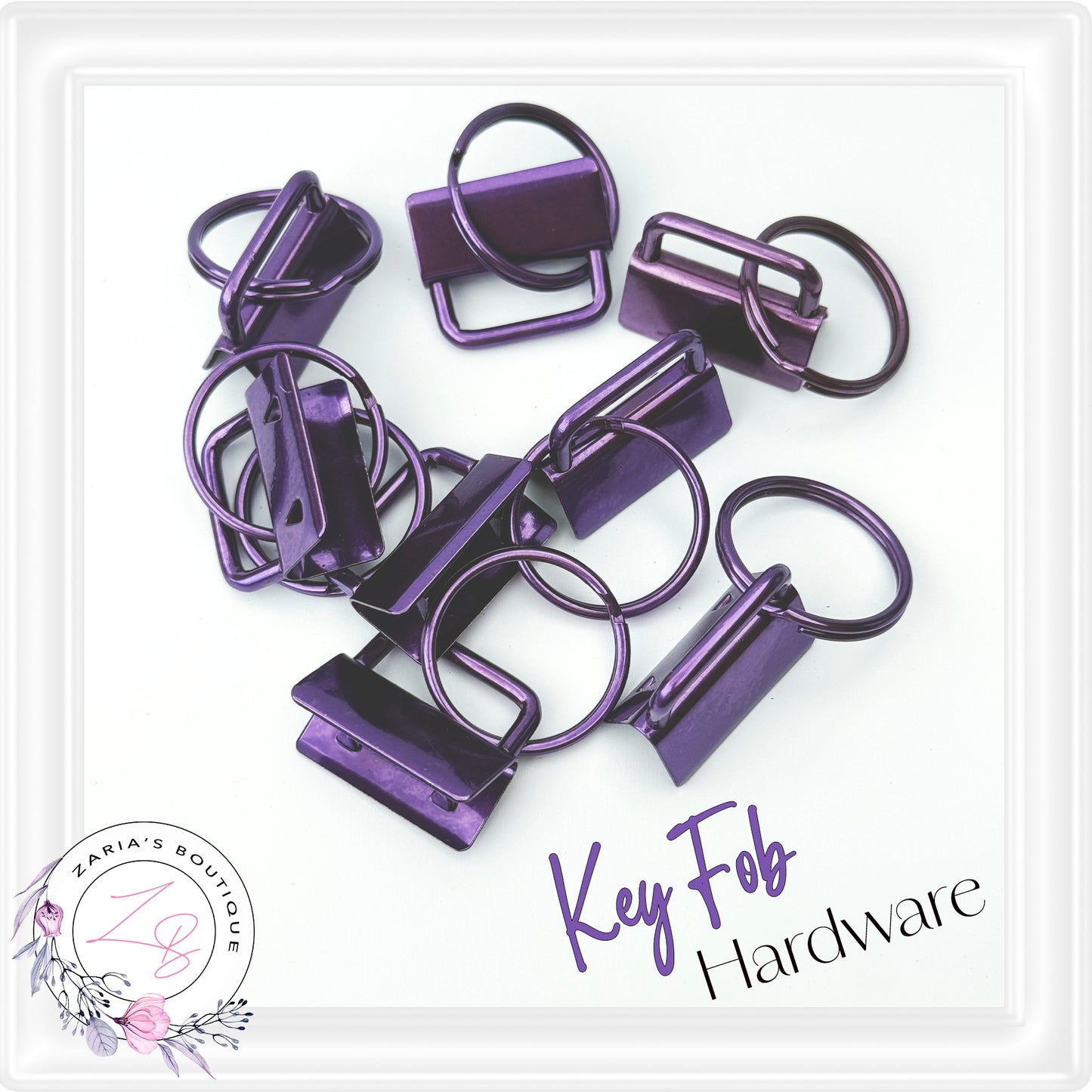 ⋅ Key Fob Keyring Clip Hardware ⋅ Metallic Purple 25mm ⋅
