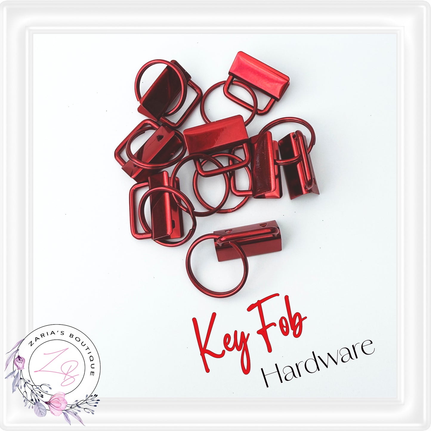 ⋅ Key Fob Keyring Clip Hardware ⋅ Metallic Red 25mm ⋅