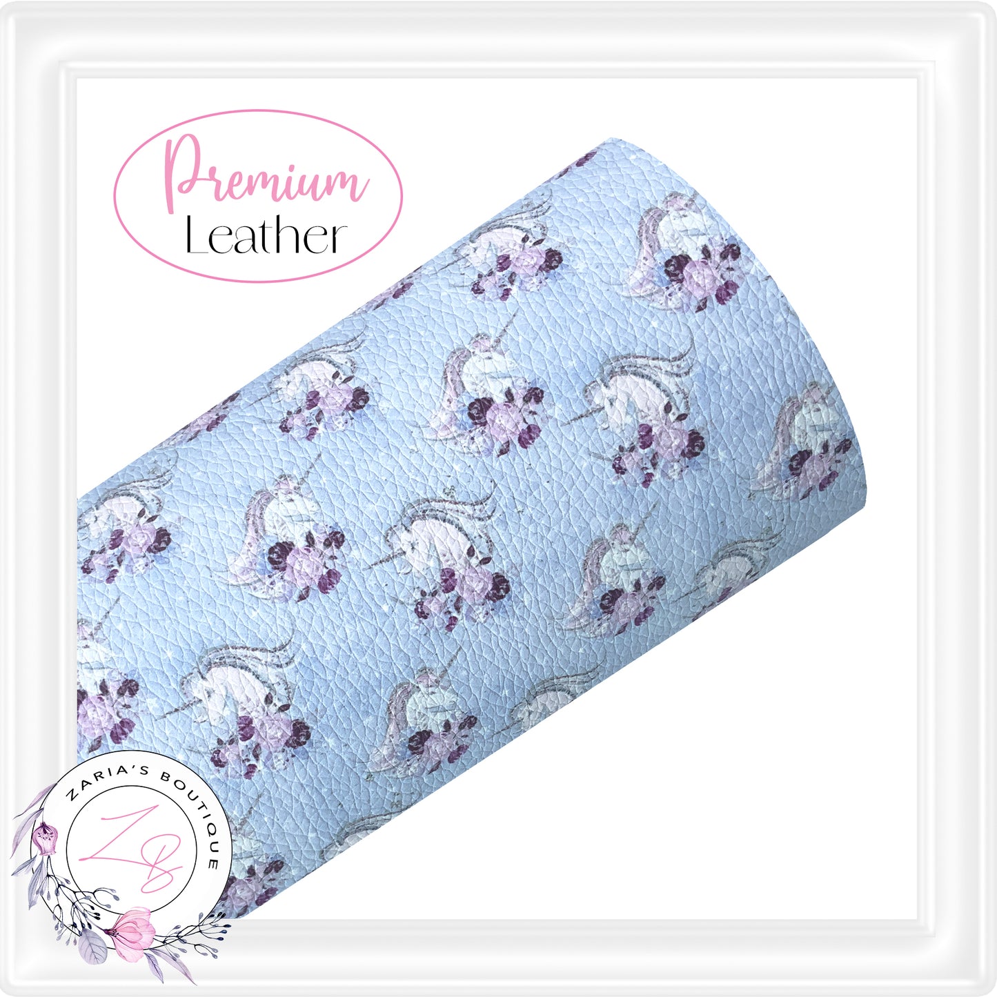 ⋅ Floral Unicorns ⋅ Purple⋅ Premium Faux Leather ⋅