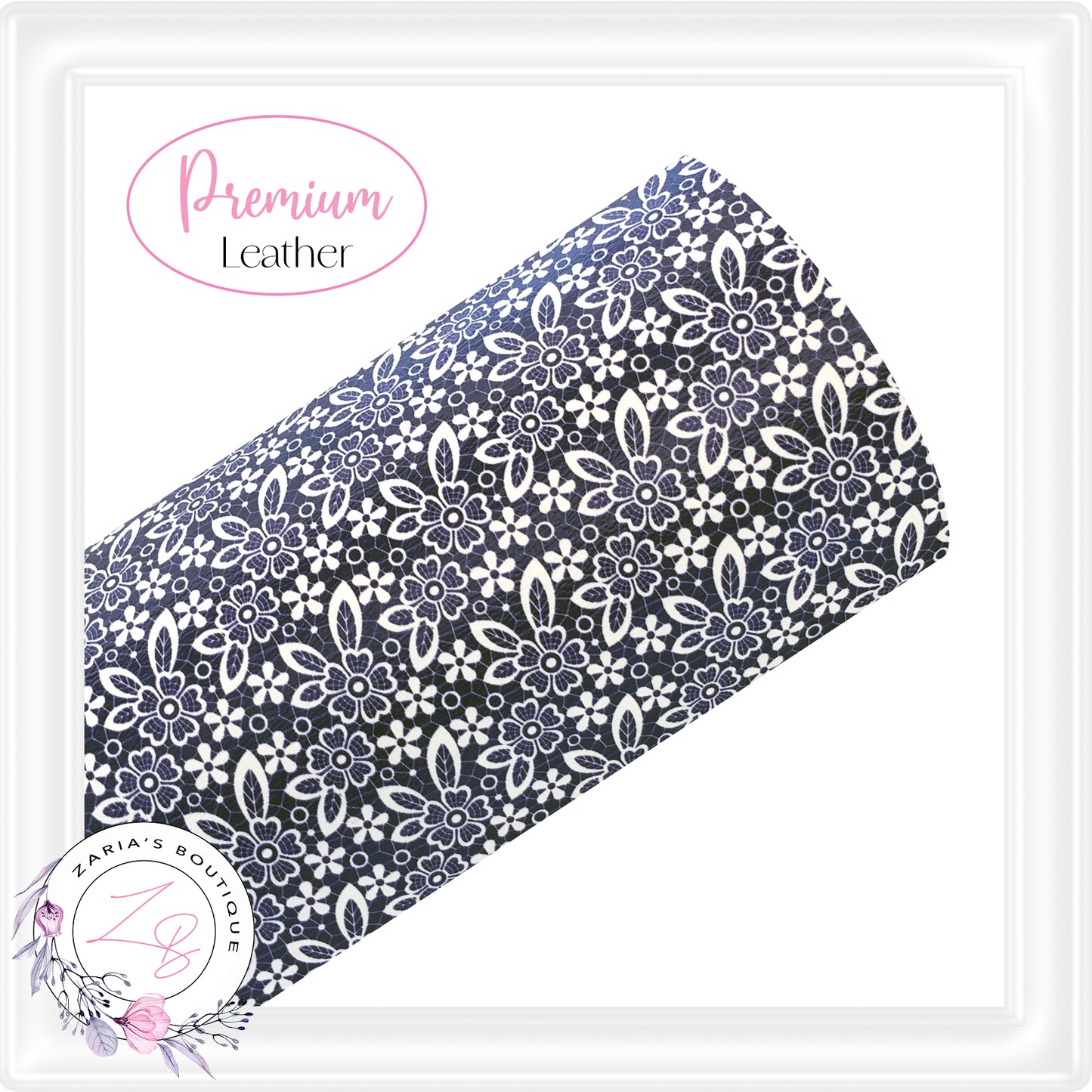 ⋅ Navy Lace Floral ⋅ Premium Vegan Faux Leather ⋅