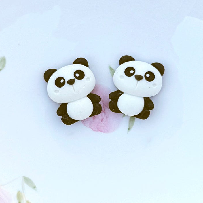 • Playful Pandas • Flatback Embellishments • 2 Pieces •