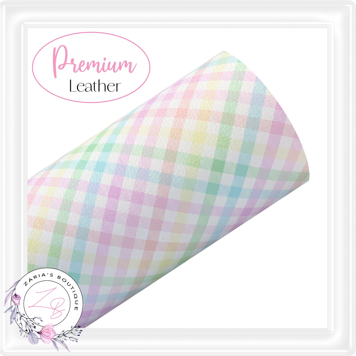 ⋅ Light Pink Check ⋅ Premium Vegan Faux Leather ⋅