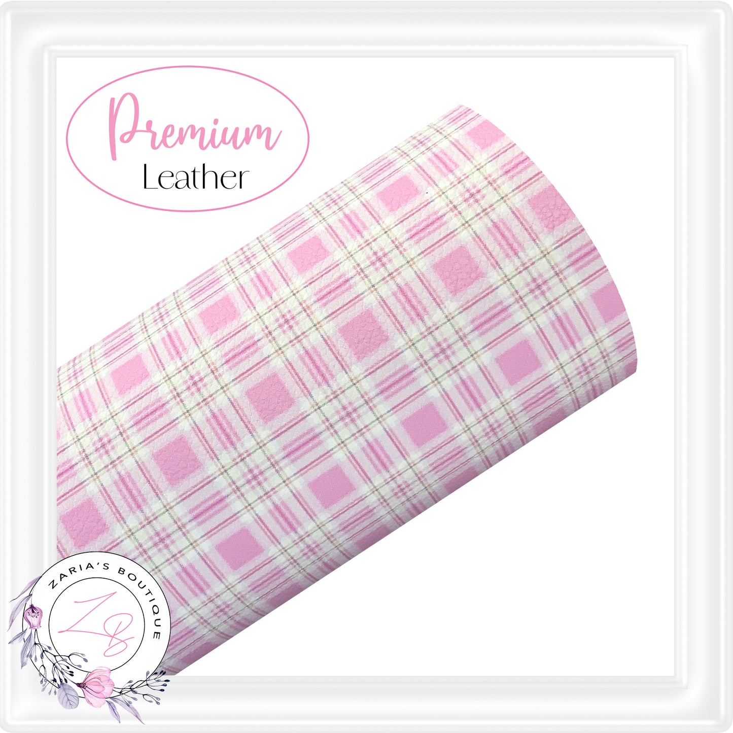 ⋅ Light Pink Check ⋅ Premium Vegan Faux Leather ⋅