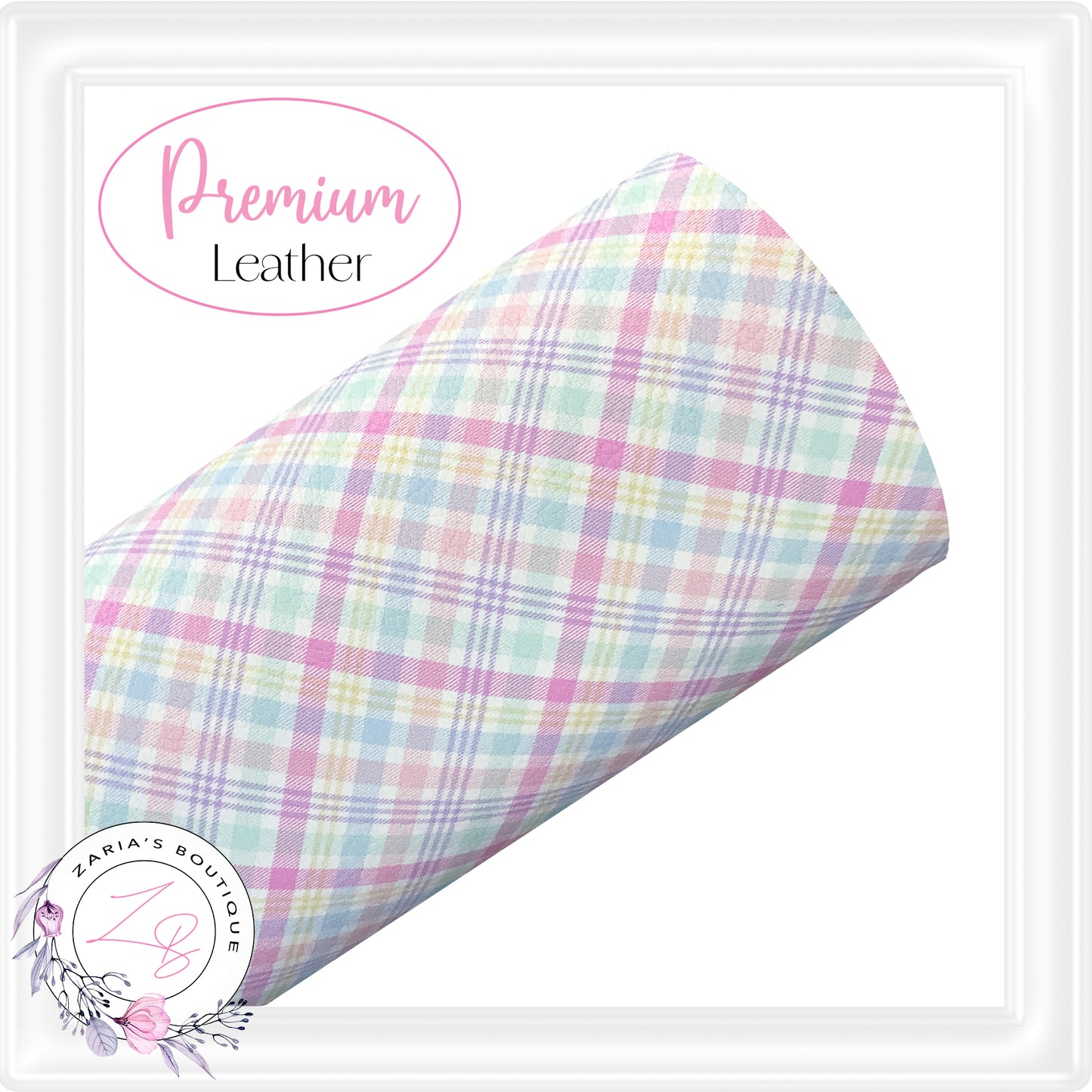 ⋅ Light Pink Check ⋅ Premium Vegan Faux Leather ⋅