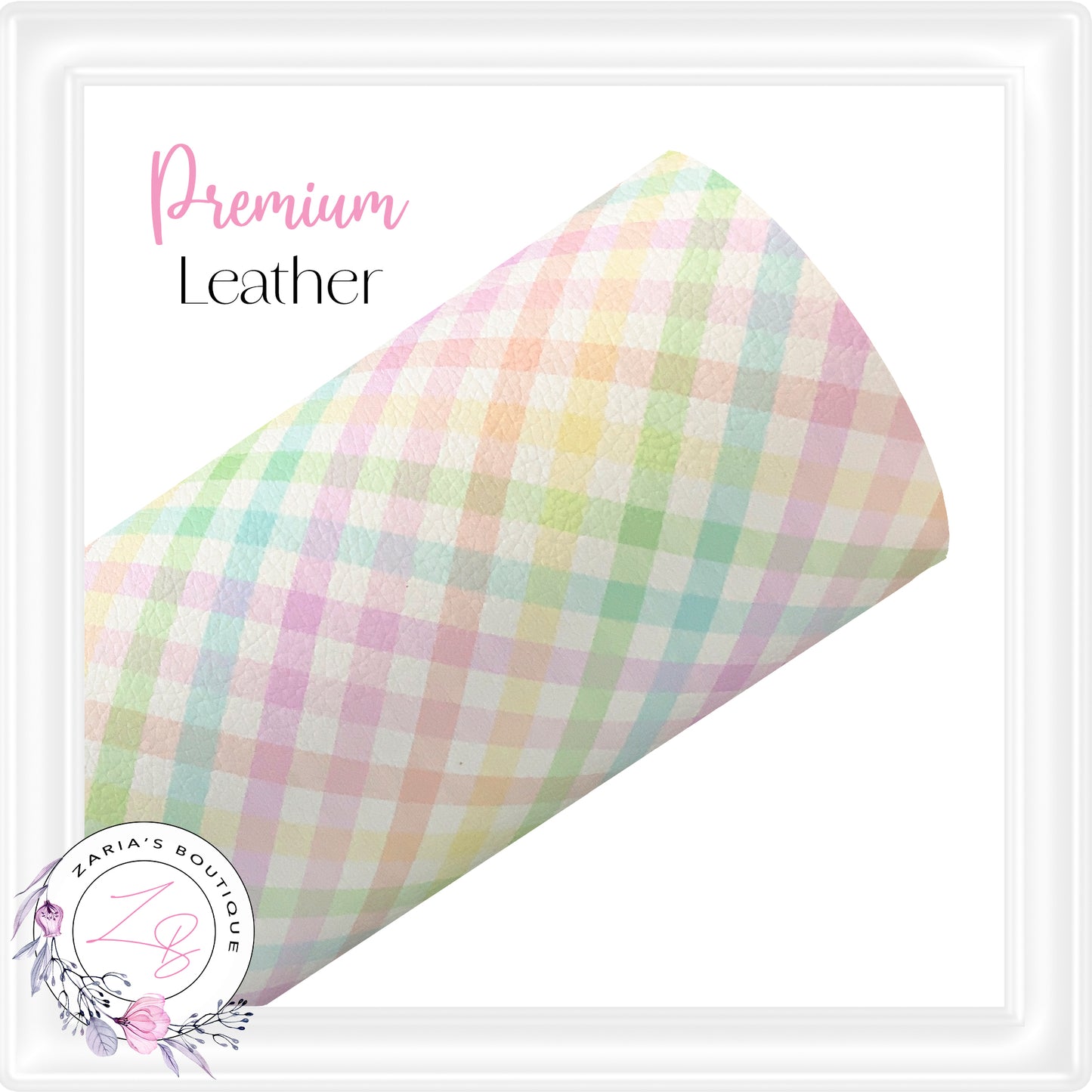 ⋅ Light Pink Check ⋅ Premium Vegan Faux Leather ⋅