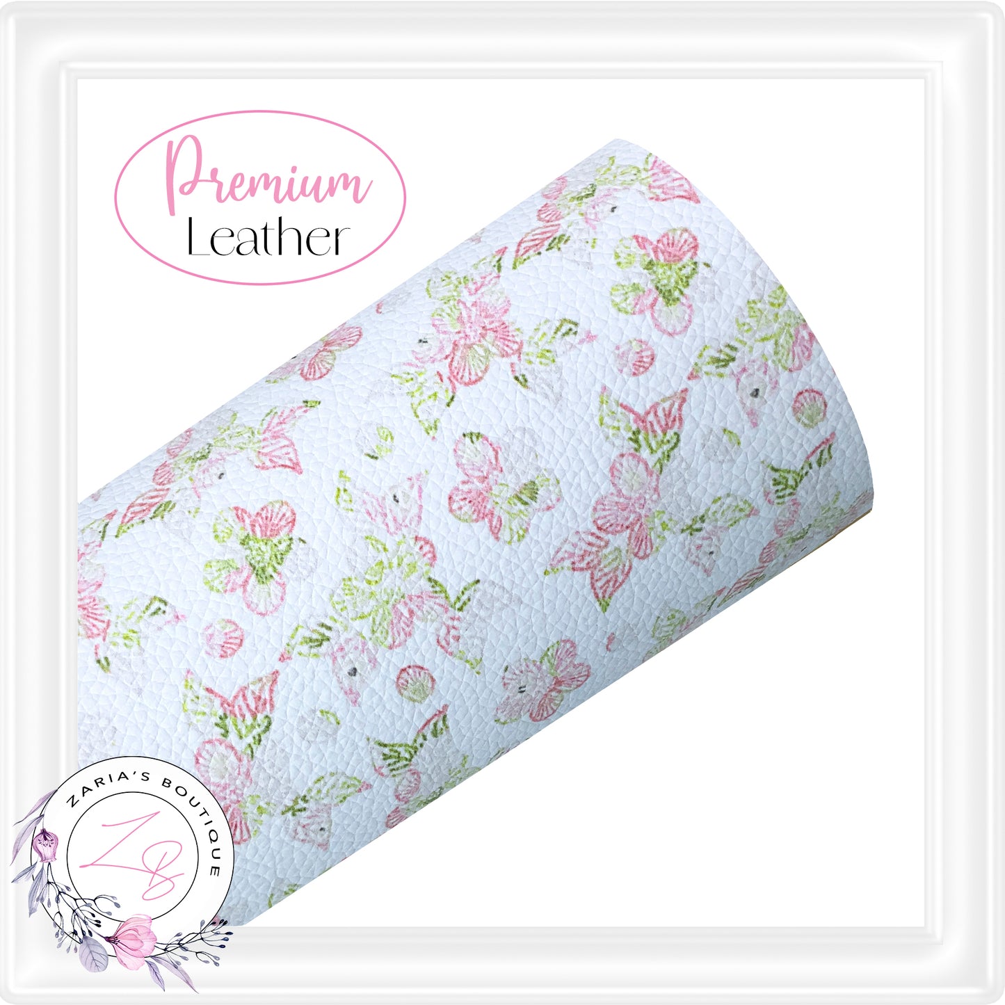 ⋅ Hayley ⋅ Pink Green Floral ⋅ Premium Faux Leather ⋅