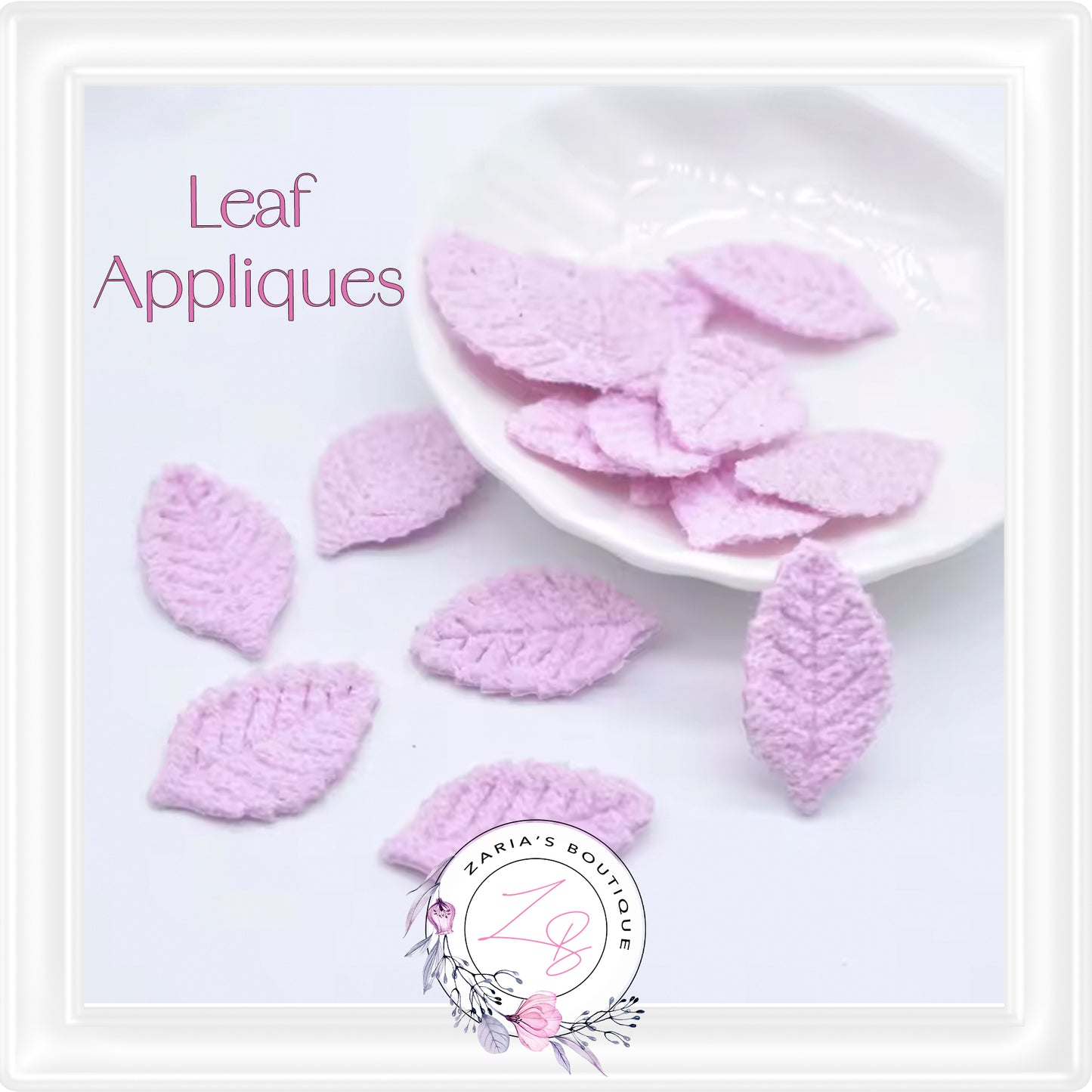 • Knitted Leaf Appliques • 8 Colours •