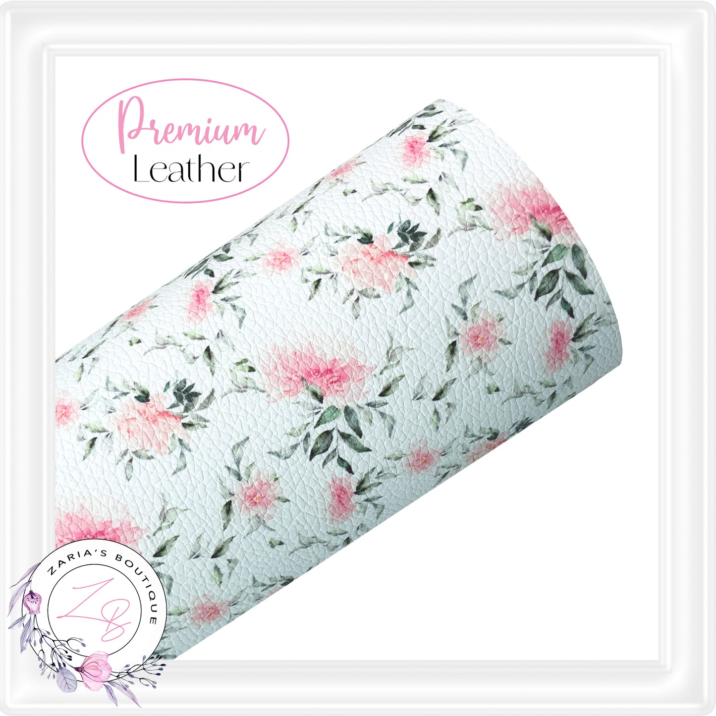 ⋅ Amara ⋅ Pink Green Floral ⋅ Premium Faux Leather ⋅