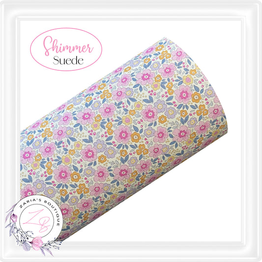 â‹… Liberty Style Floralâ‹… Premium Shimmer Suede Faux Leather â‹…