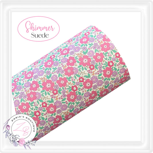 â‹… Liberty Style Floralâ‹… Premium Shimmer Suede Faux Leather â‹…