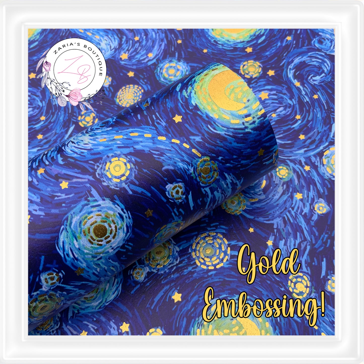 ⋅ Starry Night ⋅ Vegan Faux Leather ⋅ Gold Foil Overlay ⋅
