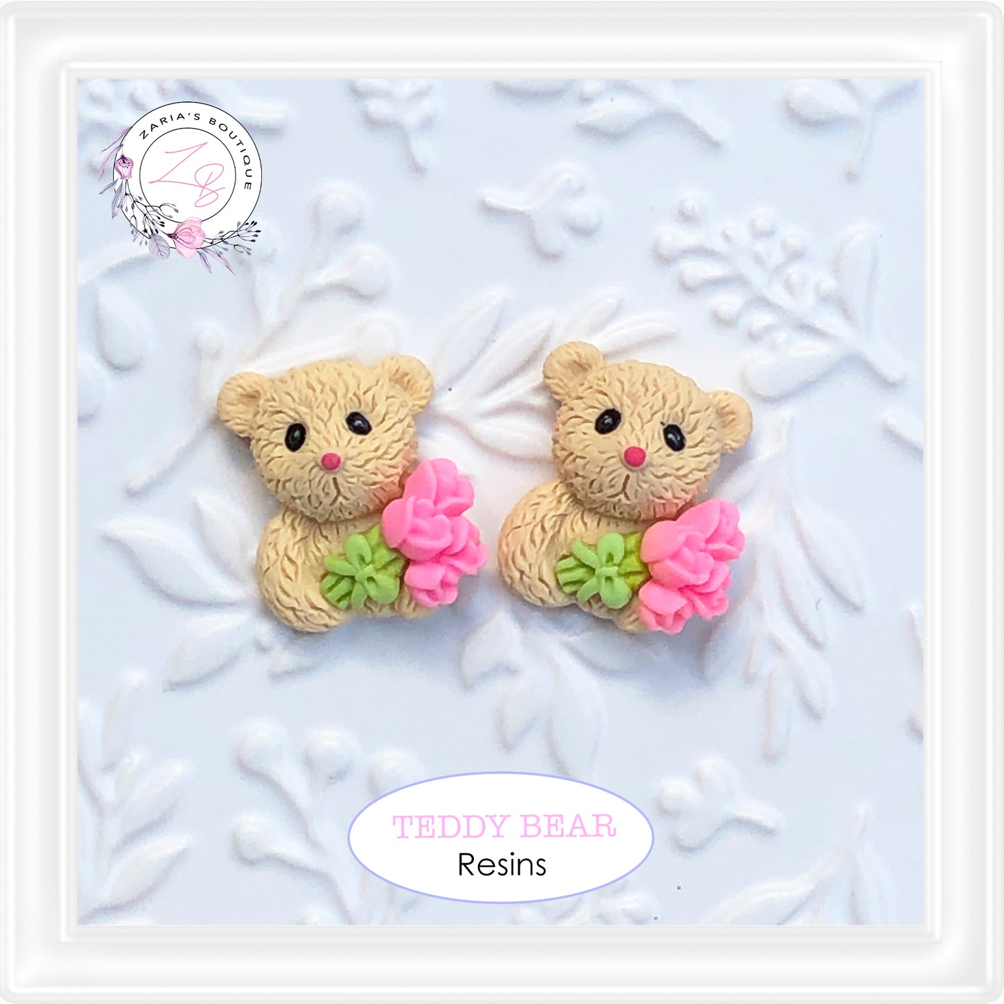 ⋅ Teddy Bouquets ⋅ Flatback Bear Resin Embellishments ⋅ Per Pair ⋅