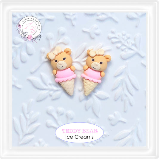 ⋅ Teddy Ice Creams ⋅ Teddy Bear Resin Embellishments ⋅ Per Pair ⋅