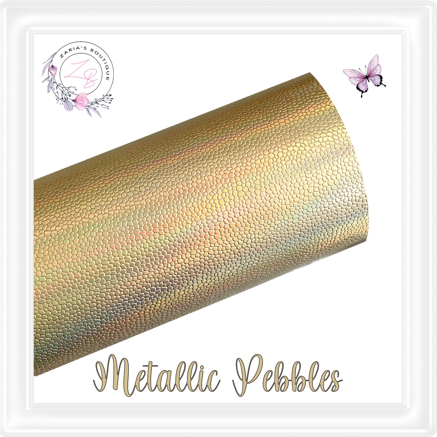 ⋅ Metallic Pebbles ⋅ Textured Iridescent White Faux Leather Sheets ⋅