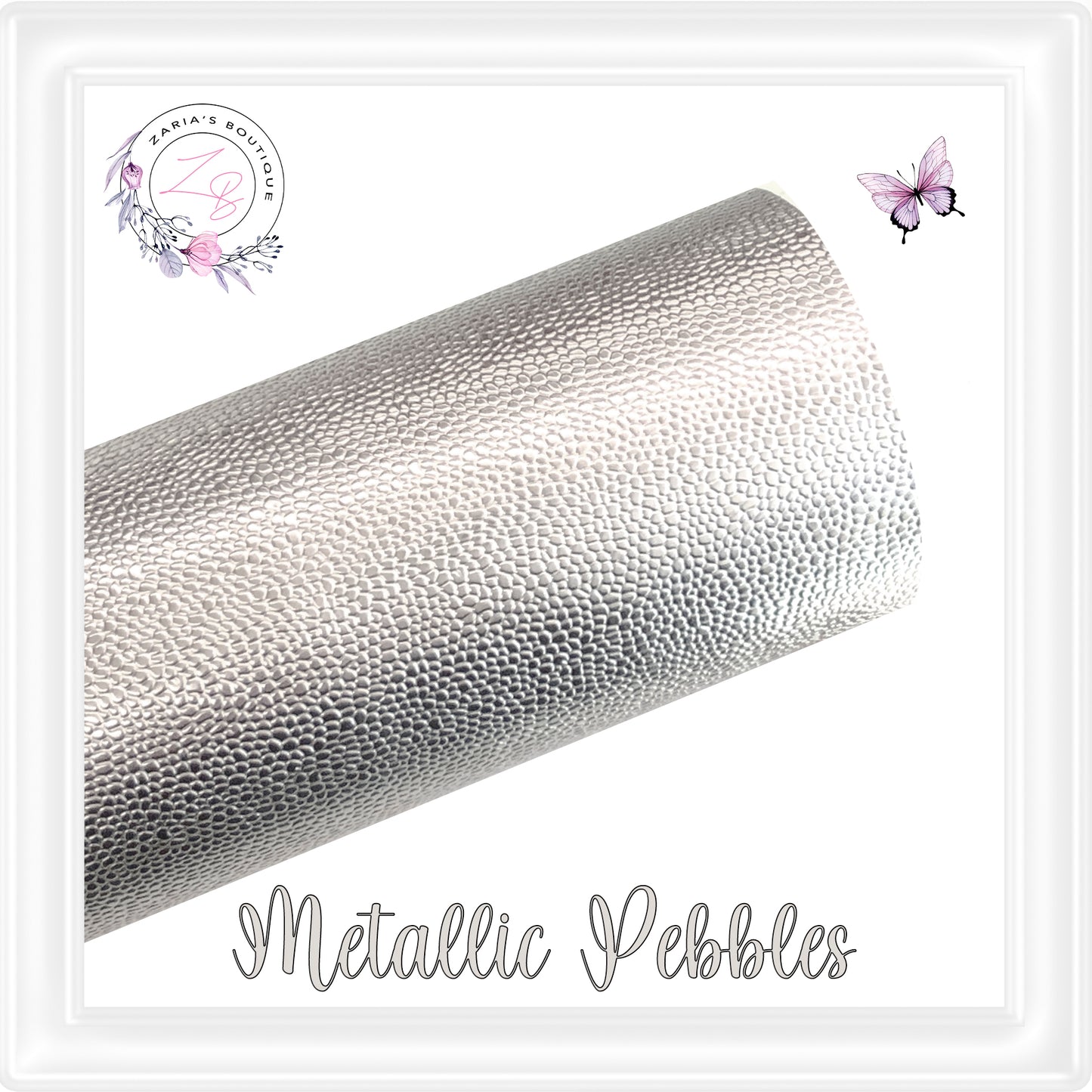 ⋅ Metallic Pebbles ⋅ Textured Iridescent White Faux Leather Sheets ⋅
