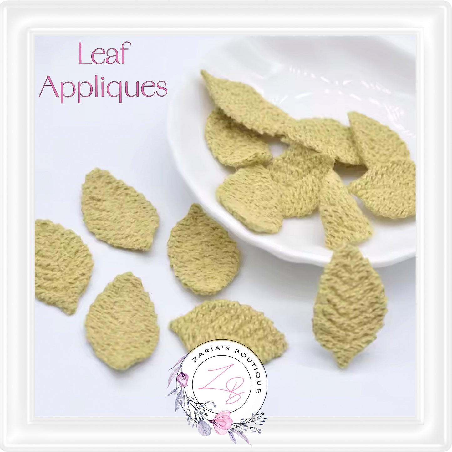 • Knitted Leaf Appliques • 8 Colours •