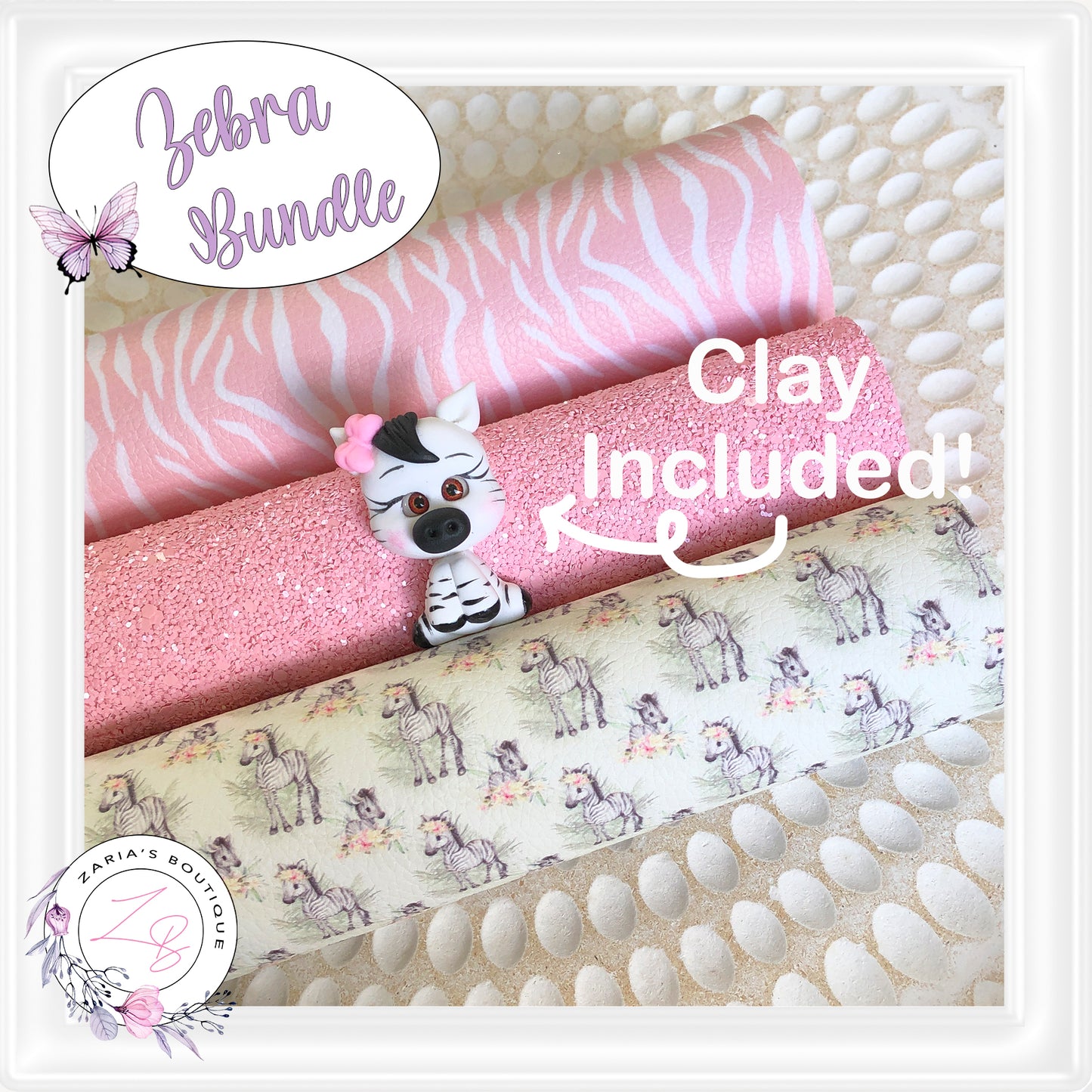 ⋅ Zebra Clay Bundle ⋅ Leather Glitter & Clay 4 Piece Bundle OR Single Sheets ⋅