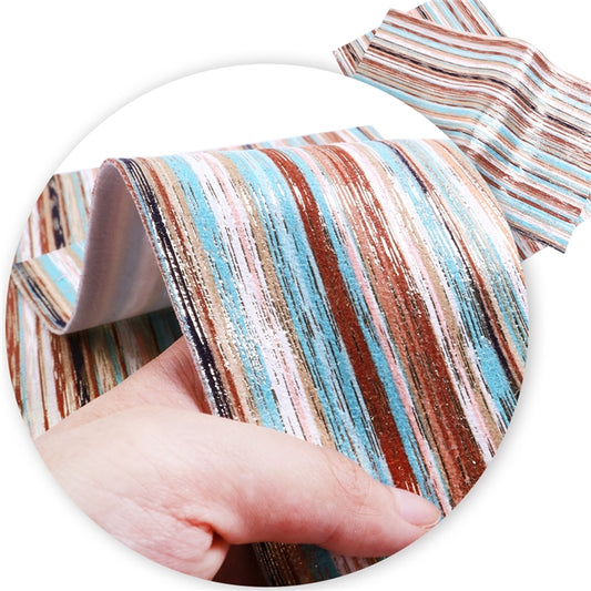 Lurex Stripes ~ Aqua Blue Silver Brown