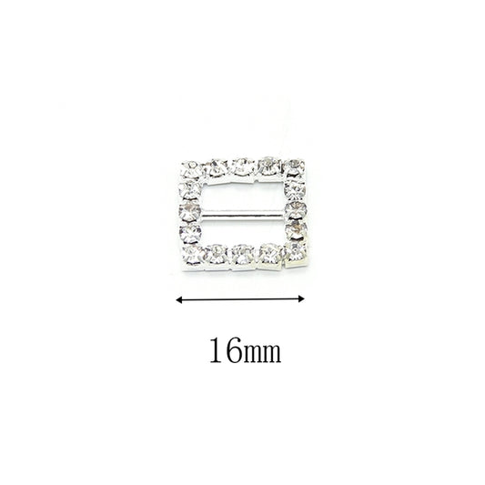 Rhinestone Ribbon Sliders Silver Santa Buckle Christmas Bow Embellishment x 5 pieces