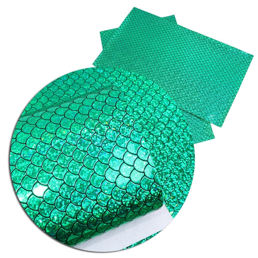 Mermaid Scales ~ Green Holo ~ Faux Leather