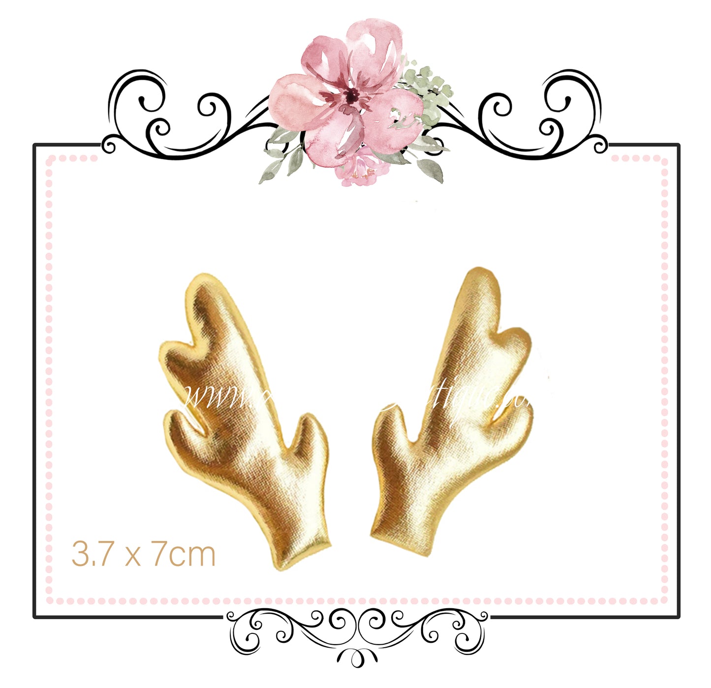 Reindeer Antlers ~ Metallic Gold ~ Christmas Embellishment x 2