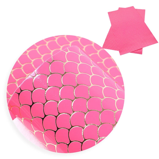 Pink Embossed Mermaid Fish Scales ~ Vegan Faux Leather