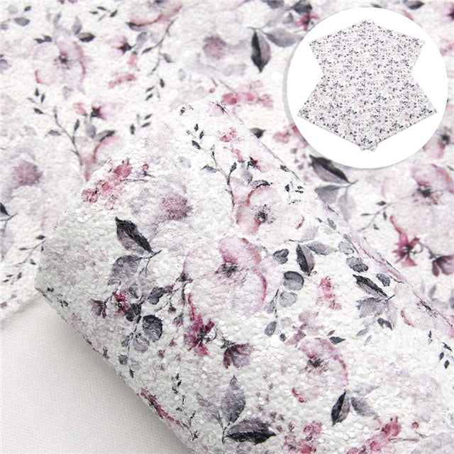 Magnolia Chunky Glitter Floral ~ Pink Grey White ~ 1.15mm
