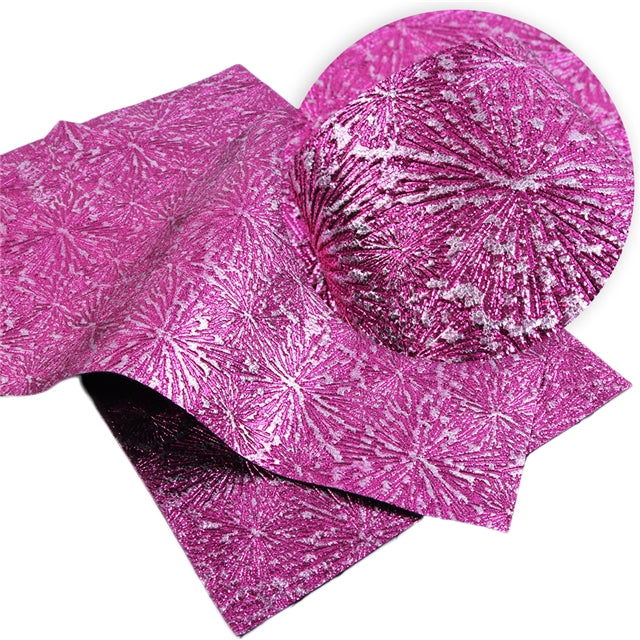 Fireworks! ~ Textured Metallic Faux Leather ~ Pink Purple Blue Leatherette Sheets