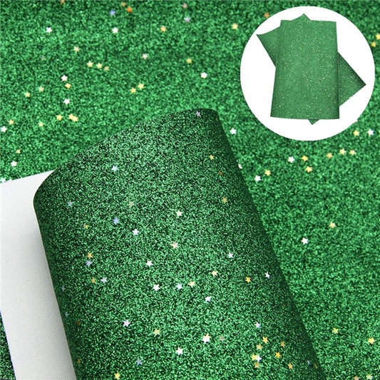 Starry Night Collection Fine Glitter ~ Green ~ Silver & Gold Star Encrusted Christmas Craft Sheets