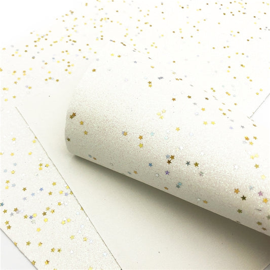 Starry Night Collection Fine Glitter ~ White ~ Silver & Gold Star Encrusted Christmas Craft Sheets