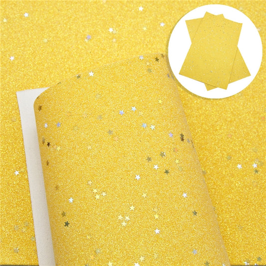 Starry Night Collection Fine Glitter ~ Yellow ~ Silver & Gold Star Encrusted Christmas Craft Sheets