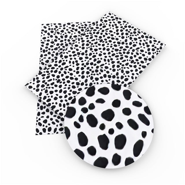 Black & White Dalmatian Dog Animal Print Luxe Grain Faux Leather ~ 0.86mm