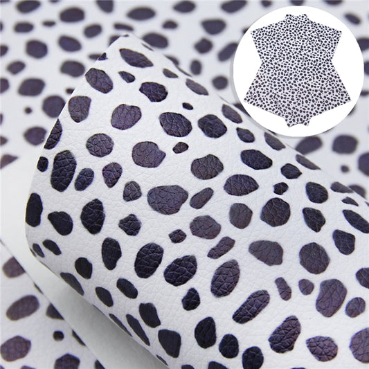 Black & White Dalmatian Dog Animal Print Luxe Grain Faux Leather ~ 0.86mm