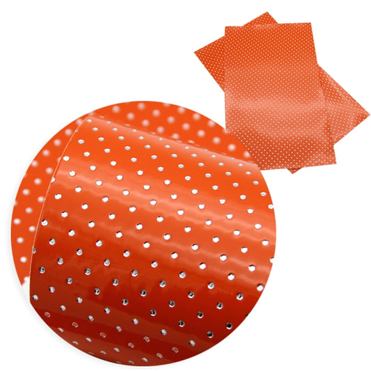 SALE Orange Silver Spots ~ Textured Metallic Faux Leather