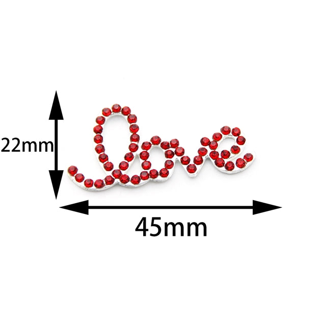 Rhinestone Embellishment ⋅ LOVE ⋅ Silver, Gold or Red