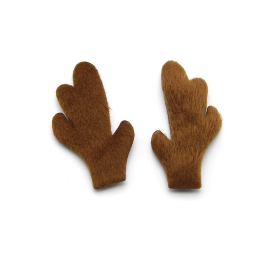 Reindeer Antlers ~ Brown Fur ~ Christmas Embellishment x 2
