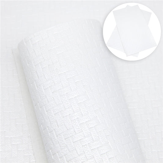 SALE Basket Weave • White • Textured Vegan Faux Leather • 0.84mm