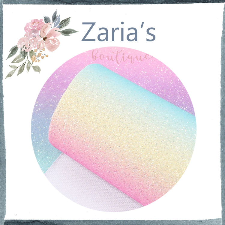 Pastel Rainbow ~ FINE GLITTER ~ Pink Purple Blue Green Yellow Faux Bow Leather