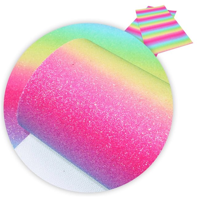Pastel Rainbow ~ FINE GLITTER ~ Pink Purple Blue Green Yellow Faux Bow Leather