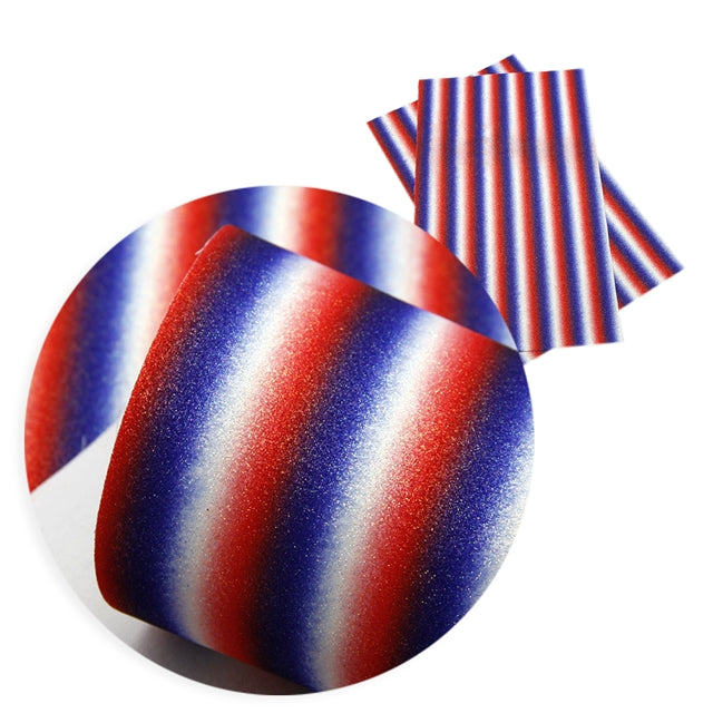 Red White & Blue ~ FINE GLITTER ~ Craft Faux Bow Leather ~ 0.53mm