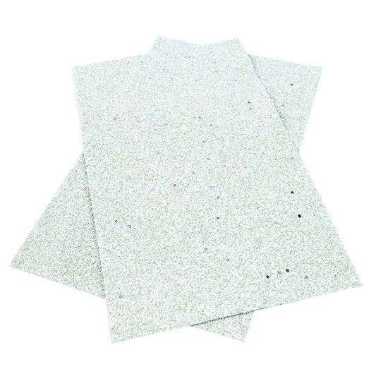 Frosted Green ~ Chunky Glitter Faux Leather Fabric Sheets ~ 20x34cm
